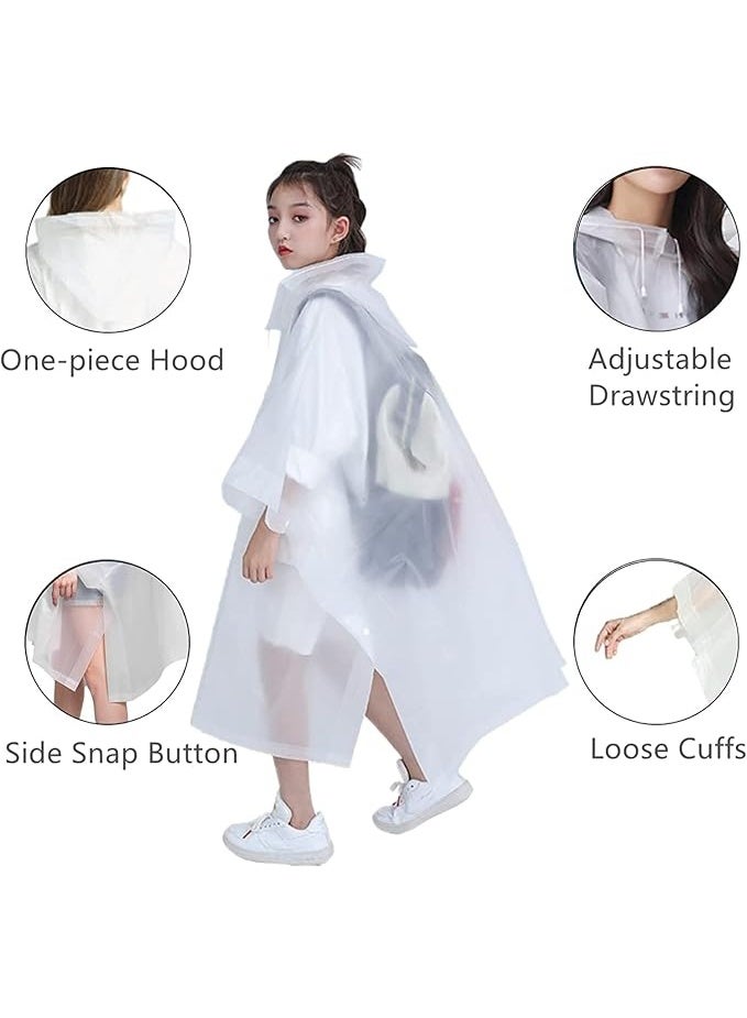 ChicAbode 2 Pack Rain Poncho for Kids, Reusable Rain Ponchos for Boys and Girls, EVA Children Raincoat, Rain Ponchos with Hood, Reusable Rain Coat Jacket, for 6-13 Years Old Kids, Blue, White - Image 2